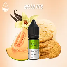 HELLO TITS - ванільне морозиво з динею та печивом, Об'єм флакону: 10мл, Смак рідини :  Випічка / Десерти