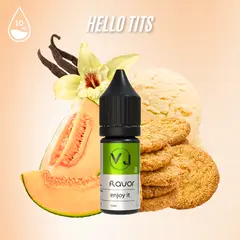 HELLO TITS - ванільне морозиво з динею та печивом, Об'єм флакону: 10мл, Смак рідини :  Випічка / Десерти