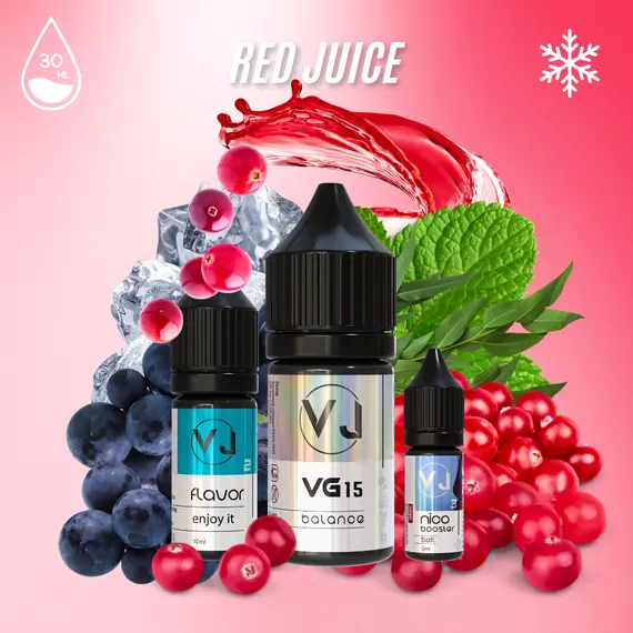 RED JUICE - красные ягоды и черный виноград с нотами эвкалипта и мяты (30мл Salt) RED JUICE - красные ягоды и черный виноград с нотами эвкалипта и мяты (30мл Salt)