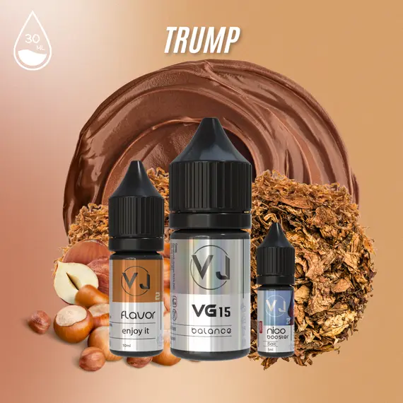 Солевой набор Trump 30 мл — табачный вкус с орехами и карамелью Солевой набор Trump 30 мл — табачный вкус с орехами и карамелью