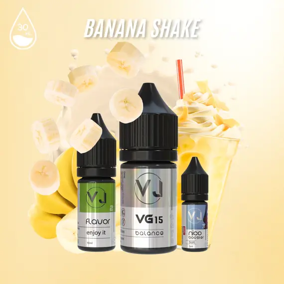 BANANA SHAKE - молочный коктейль с бананом и ванилью (30мл Salt) BANANA SHAKE - молочный коктейль с бананом и ванилью (30мл Salt)