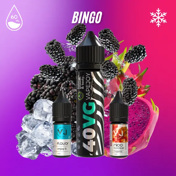 BINGO - рідина для вейпу зі смаком чаю з фруктом дракона та ожиною (Набір 60мл) BINGO - рідина для вейпу зі смаком чаю з фруктом дракона та ожиною (Набір 60мл)