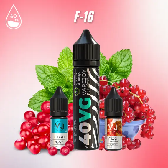 F-16 - червона смородина з журавлиною та м'ятою 60мл F-16 - червона смородина з журавлиною та м'ятою 60мл