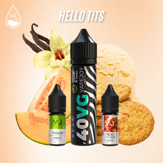 HELLO TITS - рідина для вейпу зі смаком морозива зі смаком дині 60мл HELLO TITS - рідина для вейпу зі смаком морозива зі смаком дині 60мл