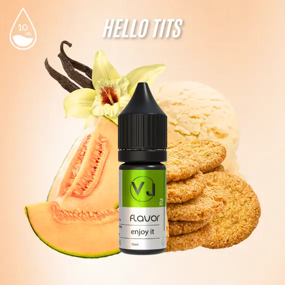 HELLO TITS - ванільне морозиво з динею та печивом, Об'єм флакону: 10мл, Смак рідини :  Випічка / Десерти HELLO TITS - ванільне морозиво з динею та печивом, Об'єм флакону: 10мл, Смак рідини :  Випічка / Десерти