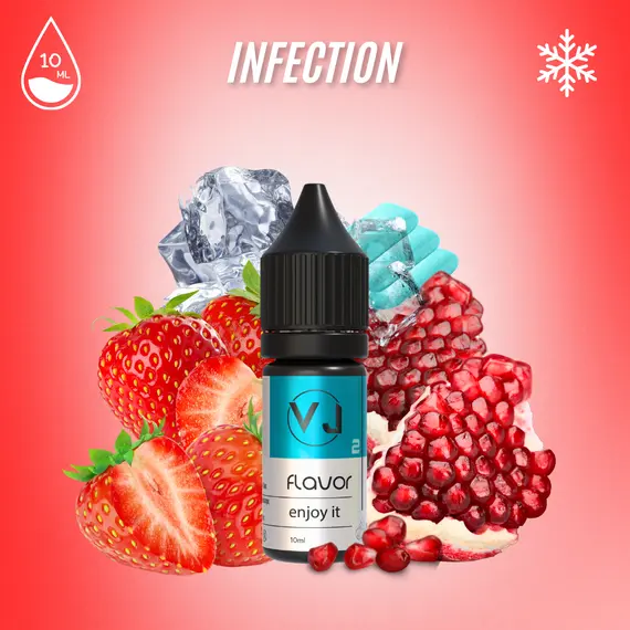 Фруктовий ароматизатор для вейпа - INFECTION - гранат з полуницею, жуйкою та холодом, Об'єм флакону: 10мл, Смак рідини : Фруктовий Фруктовий ароматизатор для вейпа - INFECTION - гранат з полуницею, жуйкою та холодом, Об'єм флакону: 10мл, Смак рідини : Фруктовий