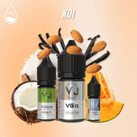 KOI - ванильное мороженое с дыней, кокосом и миндалем  (30мл Salt) KOI - ванильное мороженое с дыней, кокосом и миндалем  (30мл Salt)