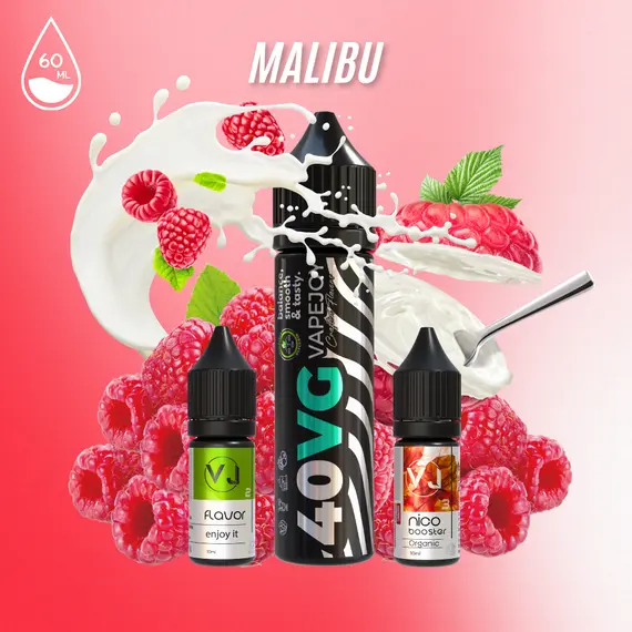 MALIBU - рідина для вейпу зі смаком малини із йогуртом 60мл MALIBU - рідина для вейпу зі смаком малини із йогуртом 60мл