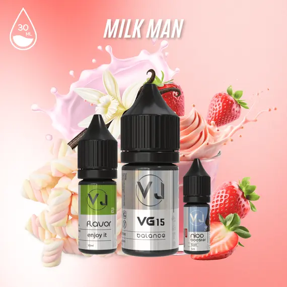 MILK MAN - клубничный молочный коктейль с зефиром  (30мл Salt) MILK MAN - клубничный молочный коктейль с зефиром  (30мл Salt)
