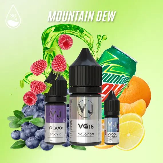 MOUNTAIN DEW - цитрус с малиной, черникой и холодом (30мл Salt)