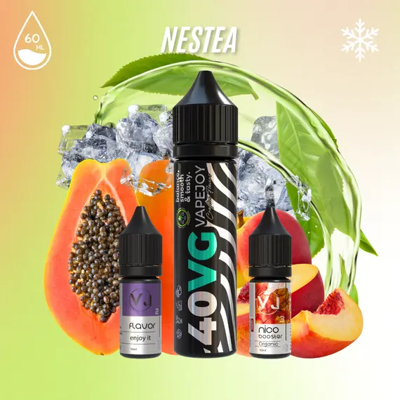 NESTEA - рідина для вейпу зі смаком зеленого чаю з папайєю та персиком NESTEA - рідина для вейпу зі смаком зеленого чаю з папайєю та персиком