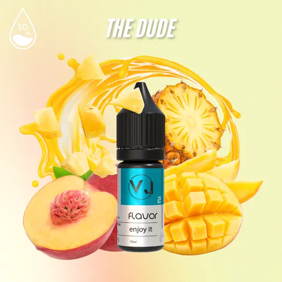 Фруктовий ароматизатор для вейпа - DUDE - манго з ананасом та персиком, Об'єм флакону: 10мл, Смак рідини : Фруктовий