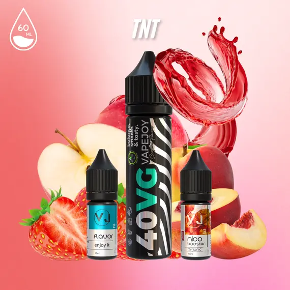 TNT - рідина для вейпа зі смаком зеленого яблука, полуниці та персика 60мл