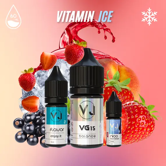 VITAMIN ICE - чорна смородина з персиком, полуницею та холодом 60мл